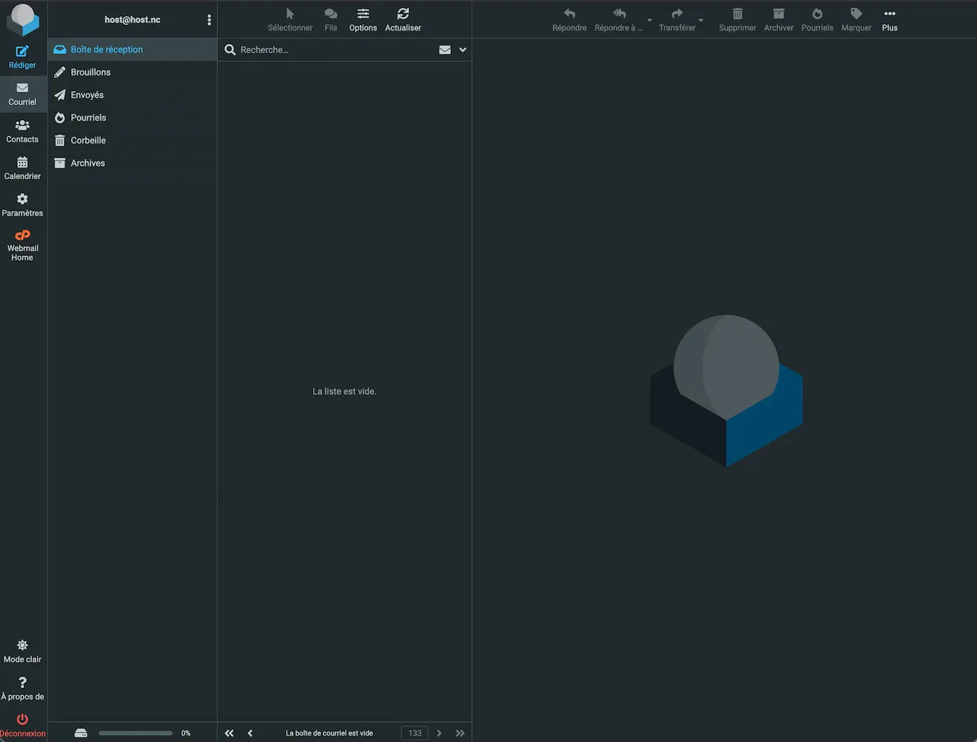 Interface Roundcube Webmail en français